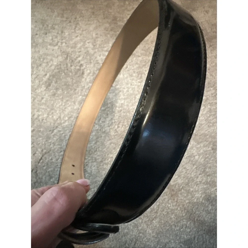 Brighton Onyx Black Leather Belt Size M Silver Buckle Vintage Style
